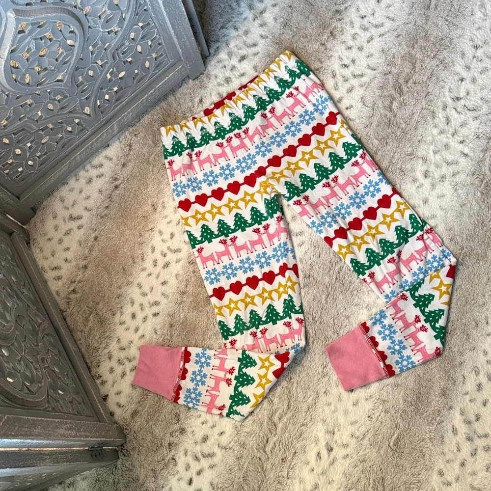 Boden Kids rainbow holiday pajama pants girls size 11 Christmas tree reindeer
